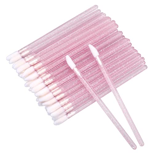 Crystal Pink Disposable Lip Gloss Applicators Set - 100 Pieces, Lipstick Brushes & Wands