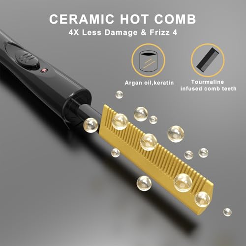 Electric Hot Comb for Wigs & Black Hair, 450°F Ceramic