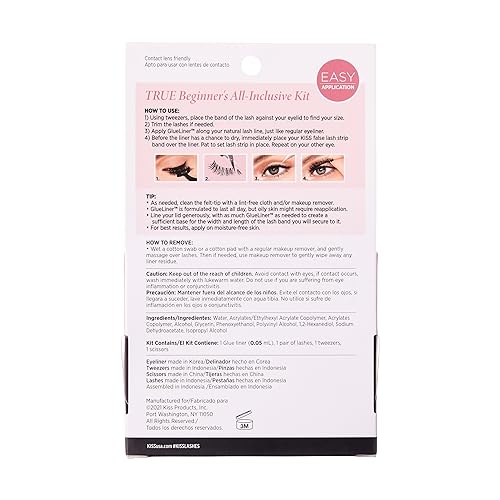 KISS Glueliner, False Eyelashes, 'Glue Liner', 10 mm, Includes 1 Pair Of Lash, 1 Glue Liner, 1 Scissors, 1 Applicator, Travel Pouch, Contact Lens Friendly, Easy to Apply, Reusable Strip Lashes