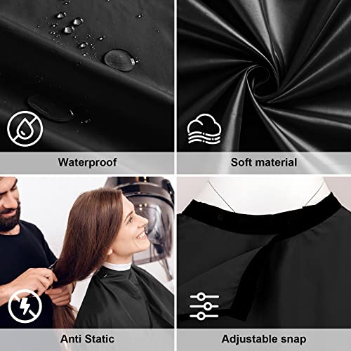 Waterproof Barber Cape with Snap Closure - Black Hair Salon