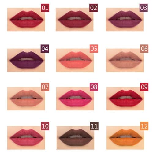 12-Piece Lip Liner Set - Long Lasting Waterproof Matte