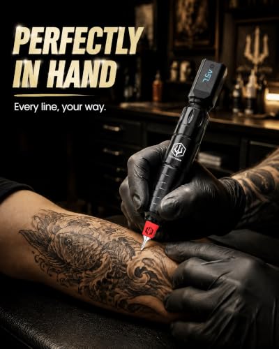 Poseidon Wireless Tattoo Gun Kit with 2 Batteries & 20 Needles