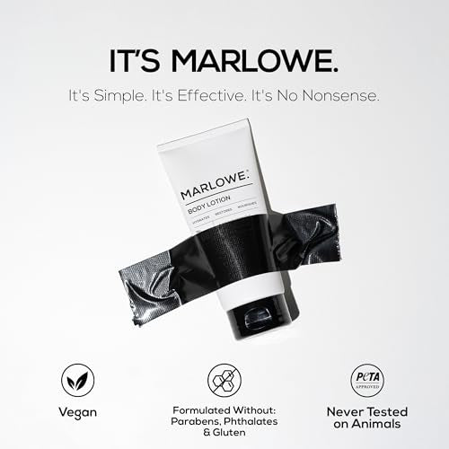 MARLOWE. No. 002 Santal Body Lotion for Men, 8 Oz, Moisturizing & Nourishing Daily Dry Skin Lotion, Made with Hydrating Natural Aloe Vera, Non-Oily, Warm Amber, Sandalwood & Citron Scent, Vegan