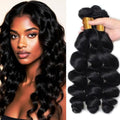 WuvuSnm Black #1B Loose Body Wave Human Hair Bundles 14-18 Inch