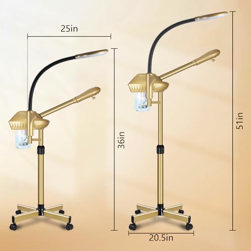 Professional Facial Steamer with Adjustable Height, Magnifier Light