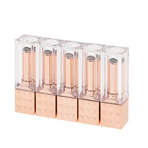 5pcs Empty Lip Balm Tubes DIY Lipstick Tube Lip Balm Bottle Case Cosmetic Bottle Container - Rose Gold