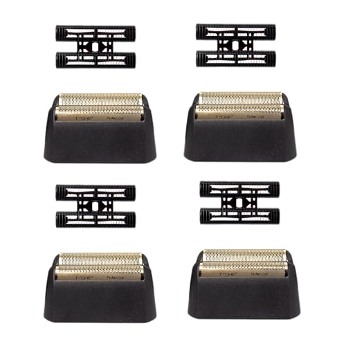 Replacement Foil Professional 5 Star Series Finale Shaver Shaper Super Close and Cutter Bar Assembly Compatible with Wahl Shaver Foil Model 7043-100,7031-100 Replacement Heads(4 Pack Gold)