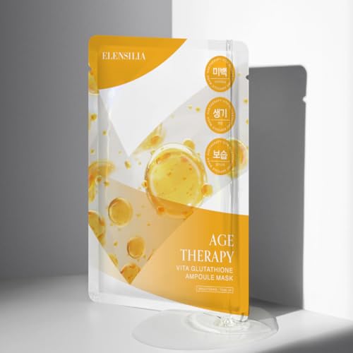 Elensilia Age Balance Mask ? Hydrating & Smoothing Korean Sheet Mask with Skin-Fitting Design ? 25 Sheets (25ml / 0.84 fl oz each) (Vita Glutathione)