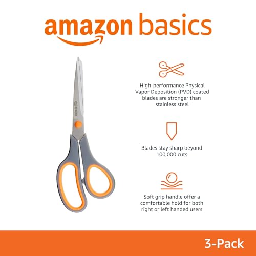 Multipurpose Stainless Steel Scissors Set - 3-Pack with Comfort Grip