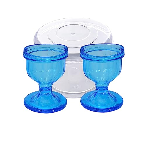 BlueCOLOR Eye Wash Cups with Storage Container- Eye Cups for Eye wash Shaped Rim for Eye Rinse, Cleansing, Remove Dust, Makeup & Irritants- Eye wash kit Set of 2 Eye Cup