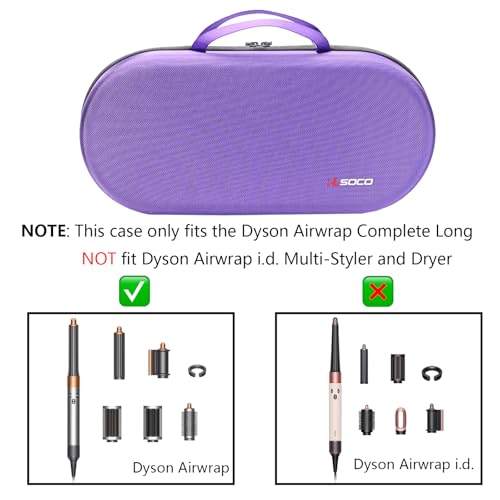 RLSOCO Hard Case for Dyson Airwrap Complete Long/Complete Styler HS08 HS05 HS01,NOT for Dyson Airwrap i.d. - Fits 4pcs Long Barrels or Short Barrels - Violet (Case Only,Hair Styler is not Included)