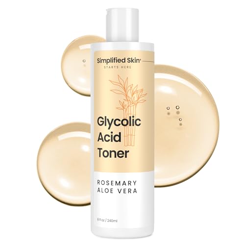Glycolic Acid Toner for Face - 8% Facial Toning Solution - Hydrating, Anti-Aging, Exfoliates Skin with AHA, Aloe Vera, & Rosemary Extract for Women & Men - 8 Fl Oz