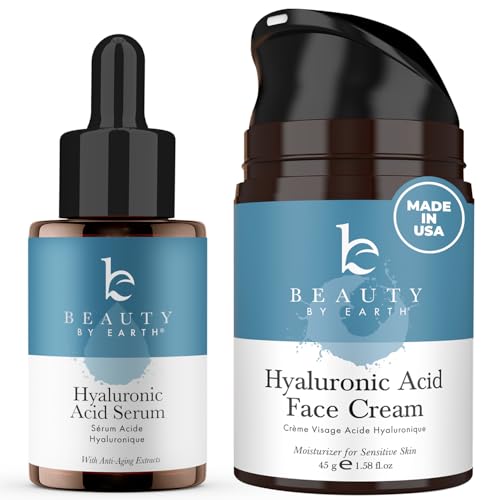 Beauty by Earth Hyaluronic Acid Moisturizer and Serum for Face - USA Made with Organic & Natural Ingredients