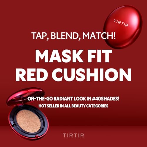 [*Mini Size*] TIRTIR Mask Fit Red Cushion Foundation | Long-Lasting, Lightweight, Buildable Coverage, Semi-Matte Finish, Korean Cushion Foundation (#15C Fair Porcelain, 0.15 Fl Oz)