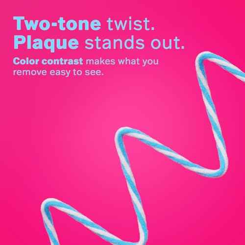 Twist Woven Dental Floss, Two-Tone Color-Tint Fibers for Visible Plaque Tracking, Braided & Shred-Resistant, Smooth Glide, Gentle on Gums, Mint + Xylitol Freshness, 3-Pack (33 yd Each)