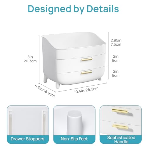 Vtopmart 3-Tier Makeup Organizer with Drawers - White