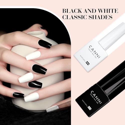 CANNI Hema-Free Black & White Gel Nail Polish Set - 2 Pcs Soak Off LED Kit