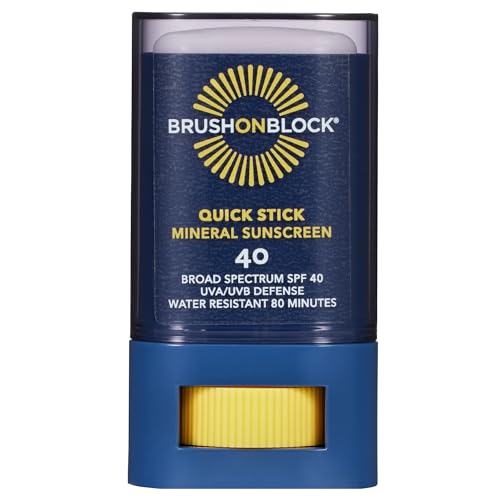 Brush On Block Quick Stick SPF 40, Mineral Sunscreen Stick, UVA/UVB Protection, Water Resistant, Hawaii Compliant, Reef Friendly, 0.63 oz
