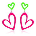 Neon Heart Earrings - 80s & 90s Acrylic Glow Party Jewelry