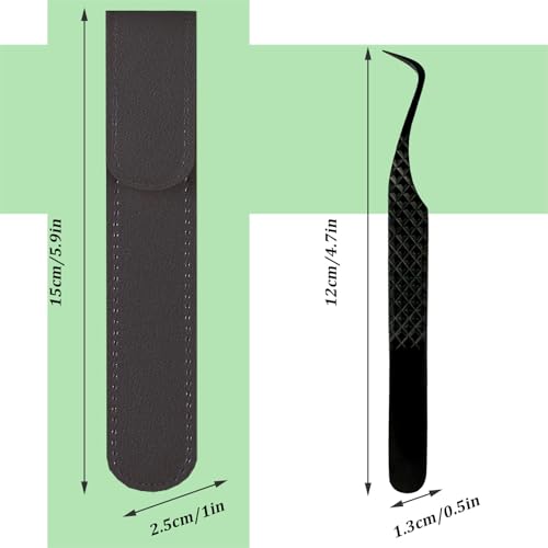 Lash Tweezers For Eyelash Extensions Fiber Tip Lash Tweezer Precision Professional Craft Tweezer, Japanese Steel (Black S-Curved Tweezer)