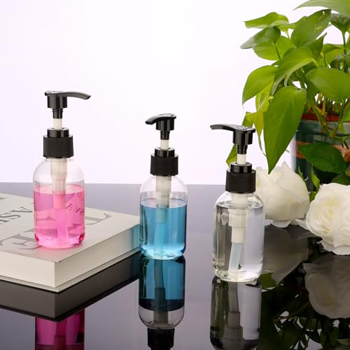 3 Pack Refillable 3.4oz (100ml) Clear Pump Lotion Bottles - Leakproof Dispensers for Home & Travel