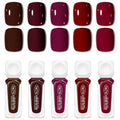 5-Piece Quick Dry Nude Nail Polish Set - Deep Red & Purple Shades