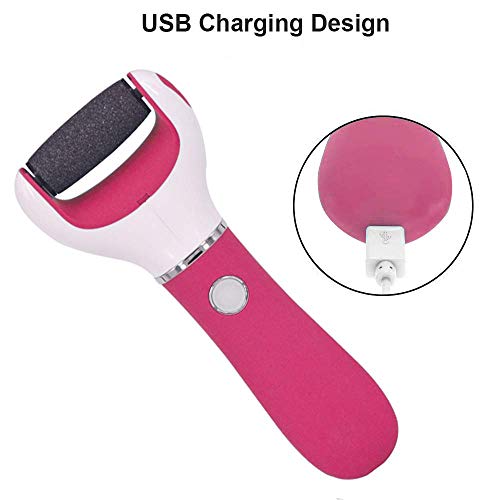 BOMPOW Foot Scrubber Electric Callus Remover – Rechargeable 2 Roller Heads, Red