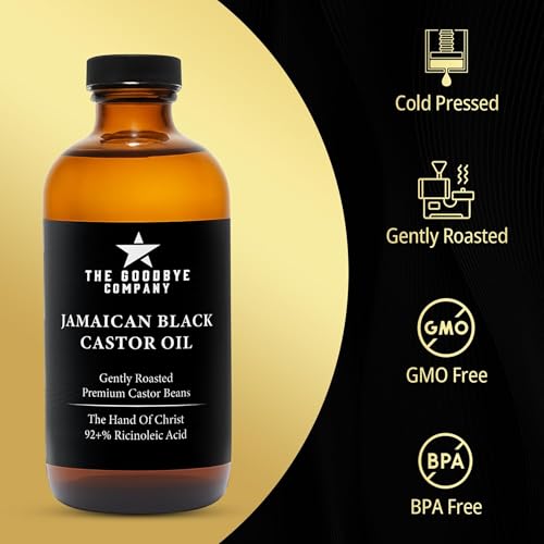 The Goodbye Company Black & Gold Castor Oil Blend ? Cold-Pressed & Unrefined ? Pure Hexane-Free Oil for Hair, Skin, Body, Eyelashes & Eyebrows