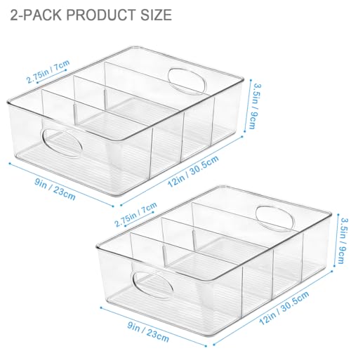 2-Pack Clear Makeup Organizer with Adjustable Dividers