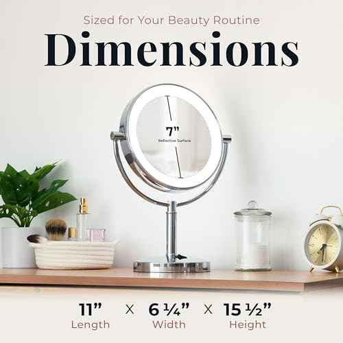 Zadro Laguna 11" LED Lighted Makeup Mirror with Magnification (Large | 15" x 11" | 5X/1X, Polished Nickel)