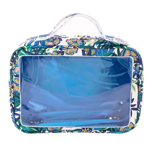 Lilly Pulitzer Cosmetic Case with Two Zippered Pockets, Vinyl Window, and Handles, Easy to Clean Travel Toiletry Bag, Travel Makeup Bag with Gold Details, The Hottest Spot