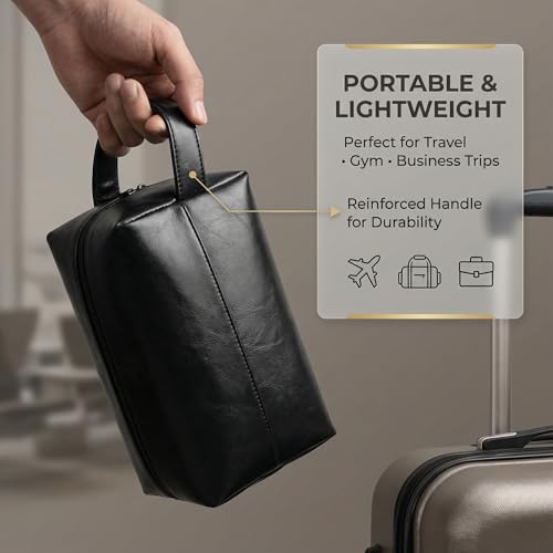 Men's Travel Toiletry Bag - Water-Resistant Dopp Kit Organizer