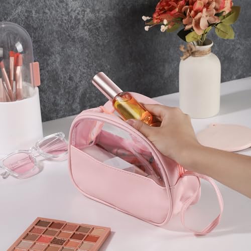 24 pack 1oz Pink Glass Spray Bottles Refillable Empty Perfume Pump Sprayer Mini Pink Fine Mist Atomizer with Rose Gold Lid for Body Essential Oils