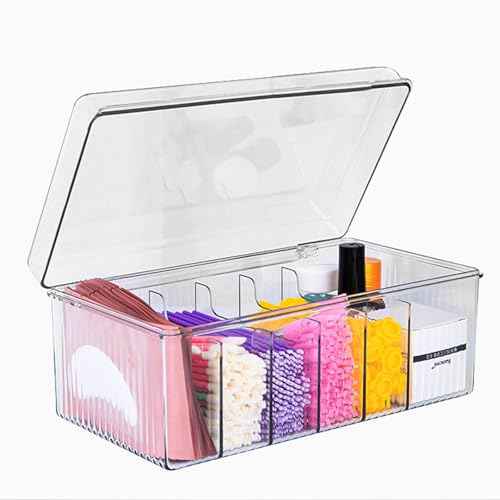 Lash Extension Organizer and Storage, Lash Cart Organizer for Lash Techs, Eyelash Extension Supplies Organizer Storage Box, Acrylic Lashes Supplies Container, Eyelash Beauty Organizer with Lid Clear