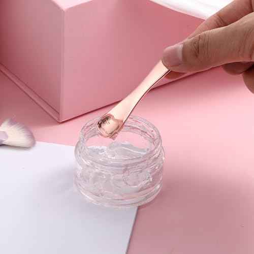 3 PCS Mini Metal Makeup Spatula, Reusable Skin Care Cosmetic Spatula Facial Applicator Tool Beauty Spatula Cosmetic Spatula for Face Mask Cream Lotions Moisturizers(Silver Gold Rose Gold)