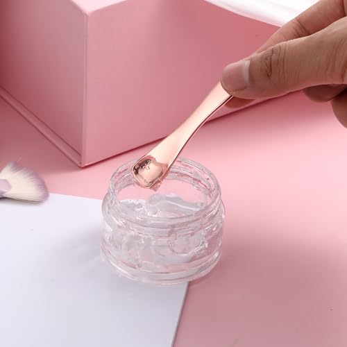 6 PCS Mini Metal Makeup Spatula, Reusable Skin Care Cosmetic Spatula Facial Applicator Tool Beauty Spatula Cosmetic Spatula for Face Mask Cream Lotions Moisturizers(Silver Gold Rose Gold)