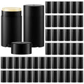 50 Pack Black Empty Deodorant Containers, 75ml/2.5oz, Bottom Filling, Refillable Deodorant Tubes Lipstick Balm Tubes Twisted, Plastic Oval for Homemade DIY Aromatherapy, Balm, Lotion