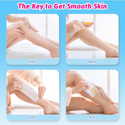 200 Pieces Non-Woven Wax Strips Pack with Reusable Spatula for Hair Removal