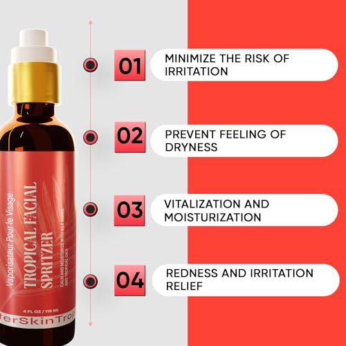 Facial Spritzer Bulgarian Rosewater Refresher Makeup Remover Spray for Face with Tropical Plant Extracts, Nut Oils, and Silk Amino