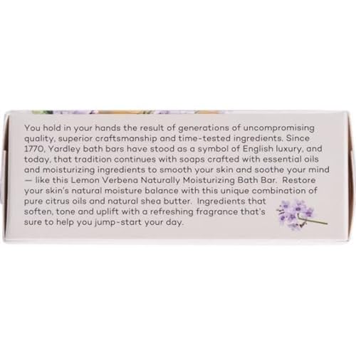 Yardley London Lemon Verbena with Shea Butter & Pure Citrus Oil Moisturizing Bar 4.25 ozr (Pack of 4)
