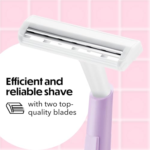 Disposable Women's Razors Pack of 10 with 2 Blades & Pastel Handles