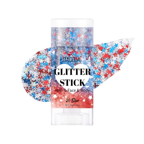 Red White Blue Star Glitter Stick for Face & Body
