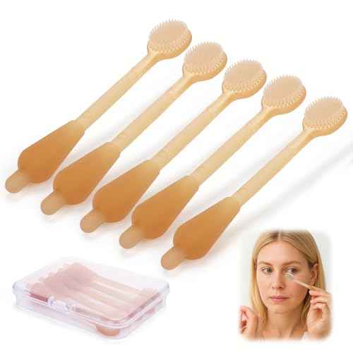 XANGNIER Soft Silicone Eyelid Cleanser Brush for Sensitive Eyelids,5 PCS Gently eyelid margin scrub Cleaning brush for Blepharitis,MGD,Dry Eyes Relief,Removes Dirt,Oil,Reusable Eye Cleaning Tool