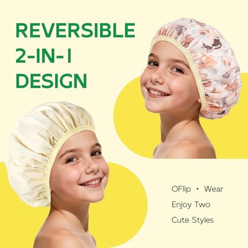 Kids Shower Cap Waterproof Reversible Age 3-10