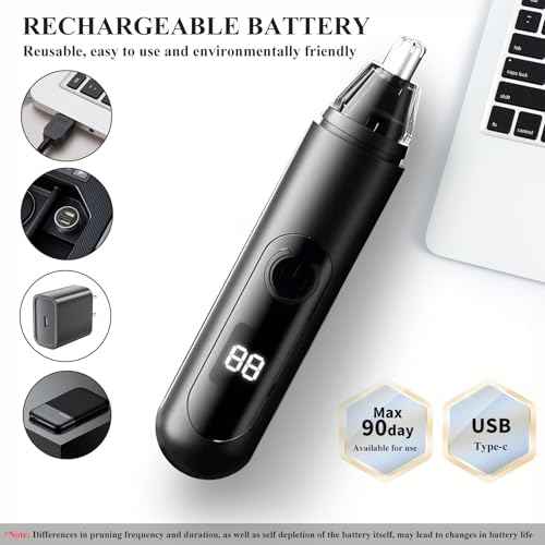 Nose Hair Trimmer for Mens and Women- 2025 Professional Painless Eyebrow & Facial Hair Trimmer for Men Women, Battery-Operated Trimmer with IPX7 Waterproof, Dual Edge Blades for Easy Cleansing Black