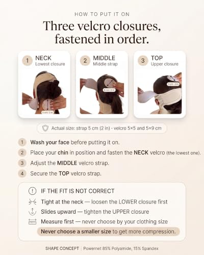 Shape Concept Medium Black Chin Support Band Post-Surgery Neck Face Compression