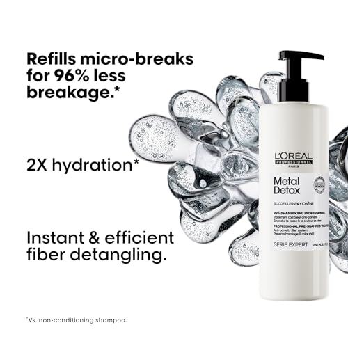 L'Or?al Professionnel Paris Metal Detox Pre-Shampoo Treatment - Strengthens, Refills Micro-Breaks and Protects Against Hard Water Metals, For Damaged and Color-Treated Hair
