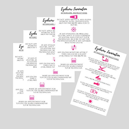 Eyebrow Lamination Aftercare Cards 50pc 2x3.5" Printed