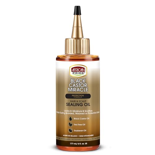 African Pride Black Castor Miracle Hair & Scalp Sealing Oil - 6oz Moisture Lock & Growth Support