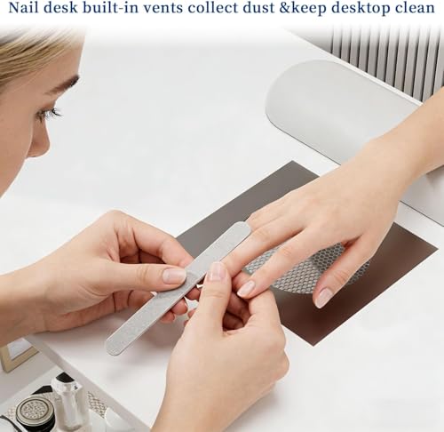Annzoe Nail Desk with Electric Dust Collector & Storage